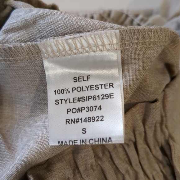 Saints & Hearts Light Weight Tiered Wide Leg Tan Pants, Size S - Picture 10 of 12